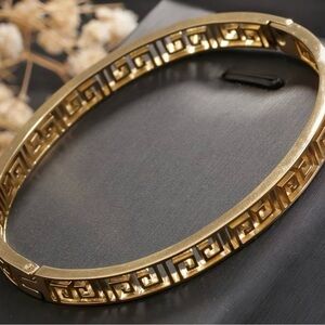 Gold Greek Key Bangle Bracelet